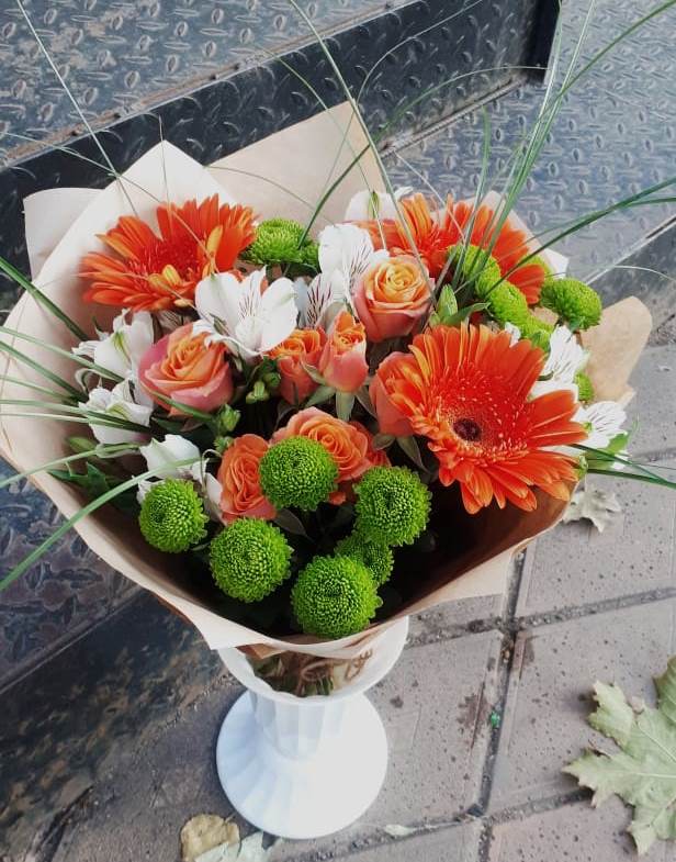 Букет цветов из: Герберы, Хризантемы, Альстромерии и Розы в Кошерово