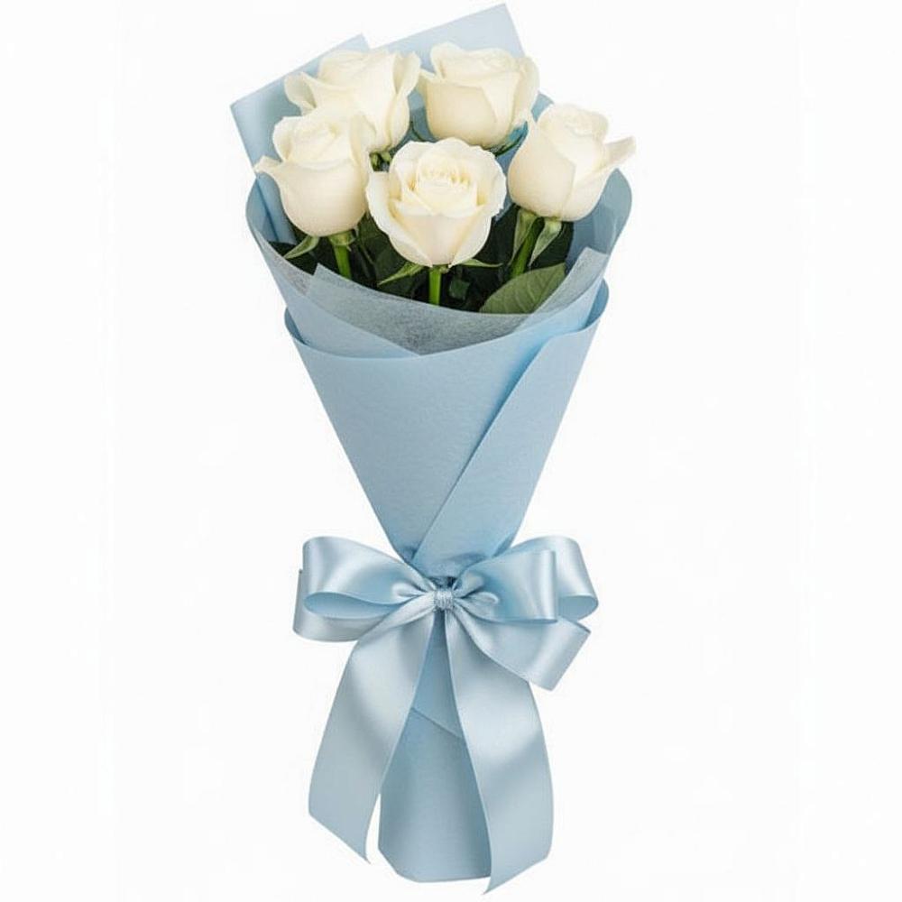 Букет 5 Белых роз Проуд в Кошерово