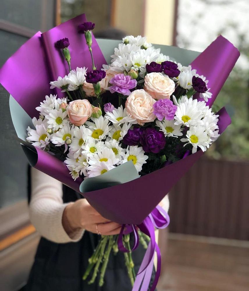 Букет цветов из: Хризантемы, Гвоздики и Розы в Кошерово