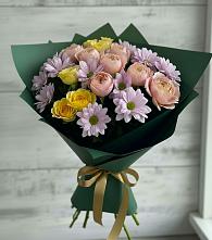 Букет цветов из:  Хризантемы и Розы #REPLACE_PRED# Кошерово