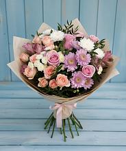 Букет цветов из:  Хризантемы, Розы и Альстромерии #REPLACE_PRED# Кошерово