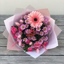 Букет цветов из:  Розы, Герберы и Хризантемы #REPLACE_PRED# Кошерово