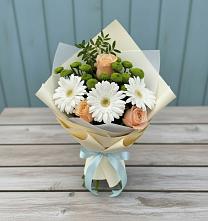 Букет цветов из:  Герберы, Розы и Хризантемы в Кошерово